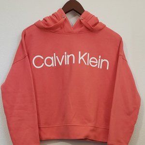 CALVIN KLEIN Performance Hoodie with thumb holes in Hot Pink, Size Medium